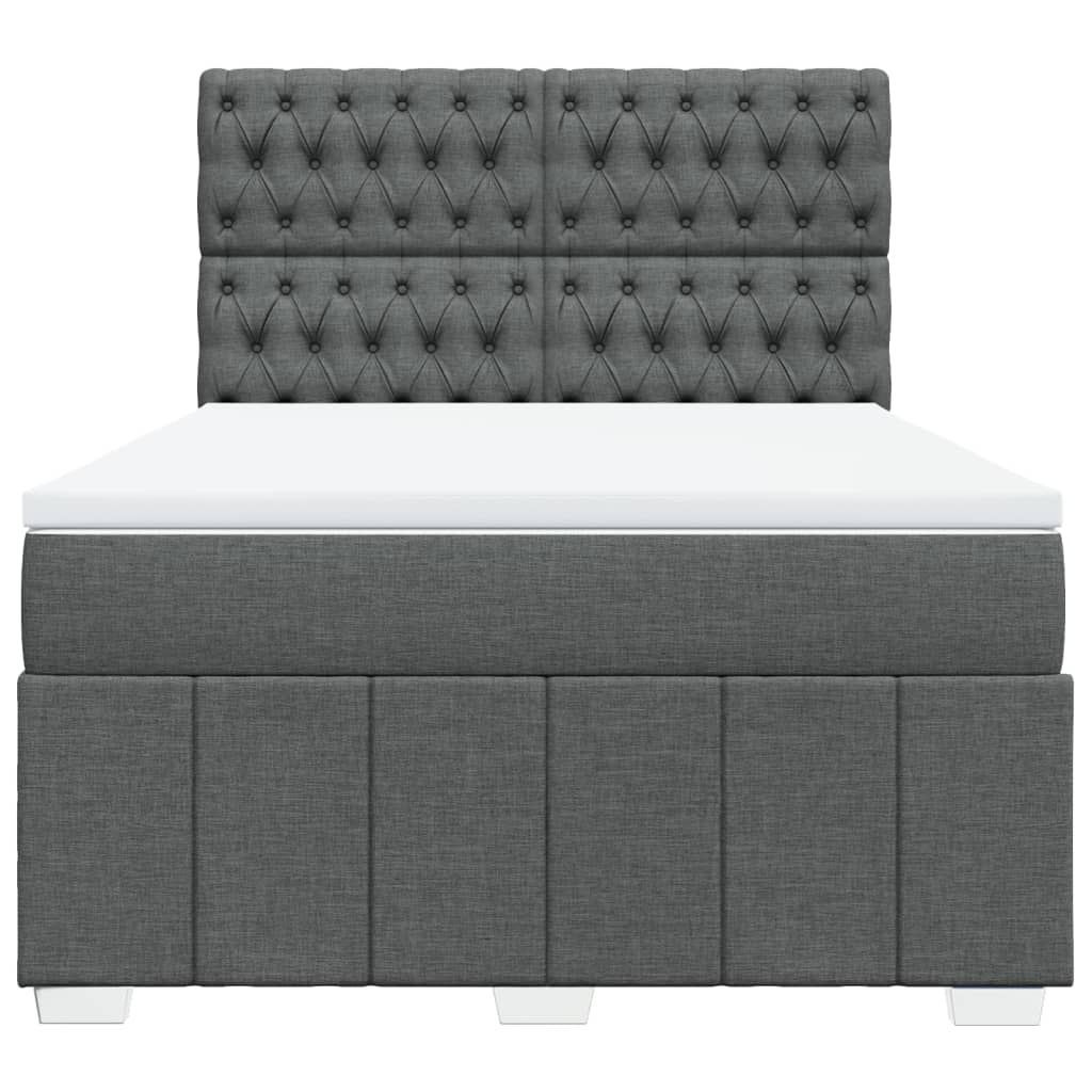 vidaXL Κρεβάτι Boxspring με Στρώμα Σκούρο Γκρι 140x190 εκ. Υφασμάτινο