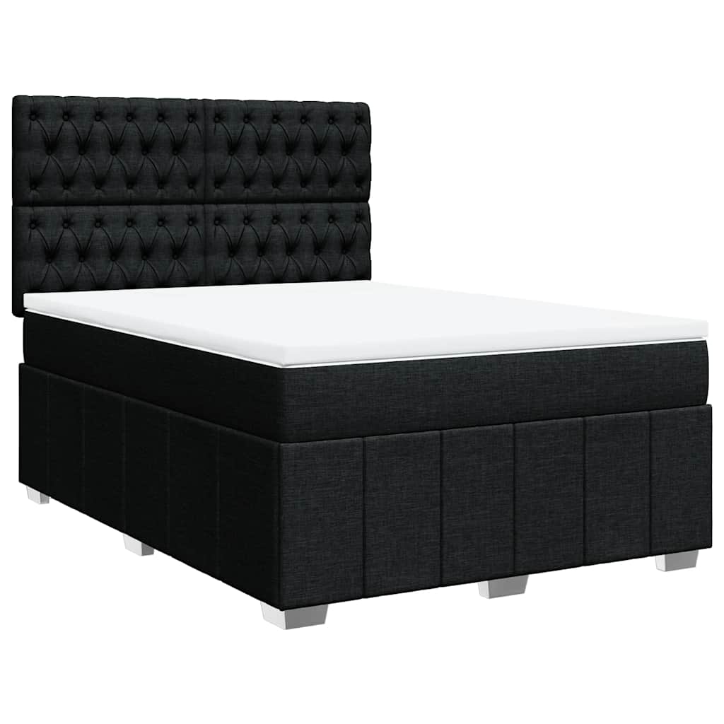 vidaXL Κρεβάτι Boxspring με Στρώμα Μαύρο 140x190 εκ. Υφασμάτινο