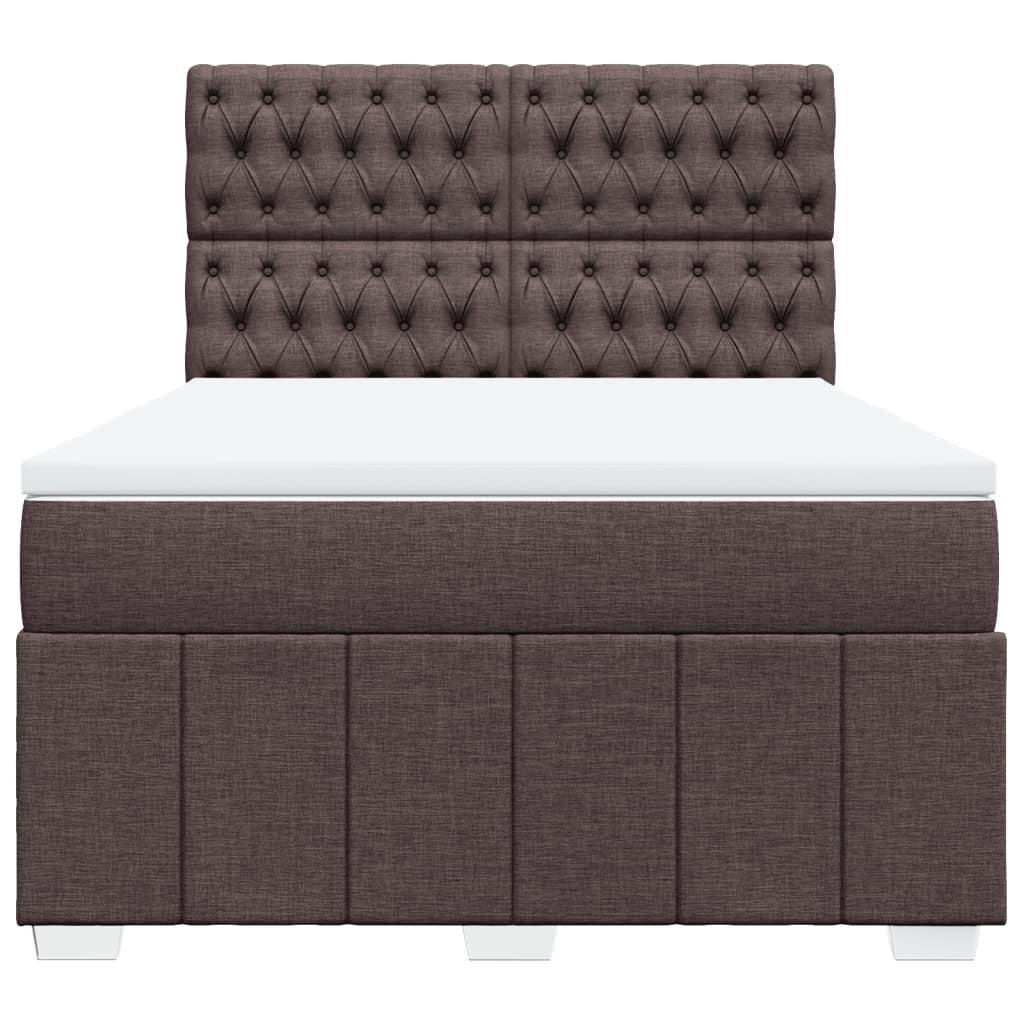 vidaXL Κρεβάτι Boxspring με Στρώμα Σκούρο Καφέ 140x190 εκ. Υφασμάτινο