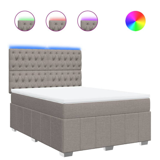 vidaXL Κρεβάτι Boxspring με Στρώμα Taupe 140x190 εκ. Υφασμάτινο