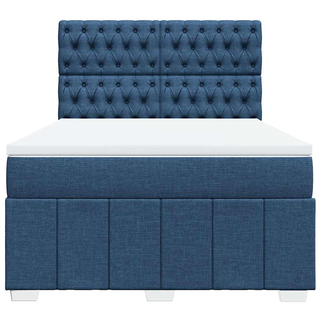 vidaXL Κρεβάτι Boxspring με Στρώμα Μπλε 140x190 εκ. Υφασμάτινο