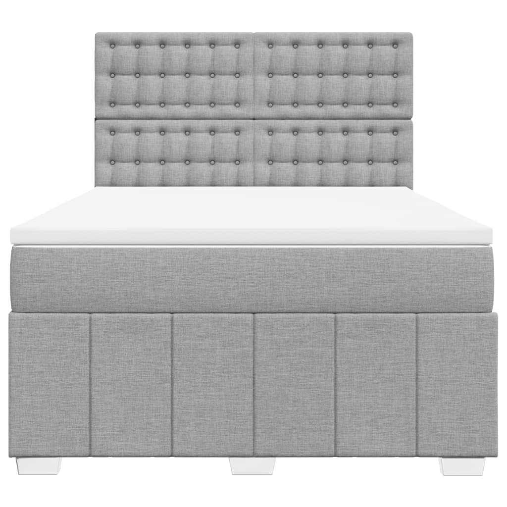 vidaXL Κρεβάτι Boxspring με Στρώμα Ανοιχτό Γκρι 140x190 εκ. Υφασμάτινο