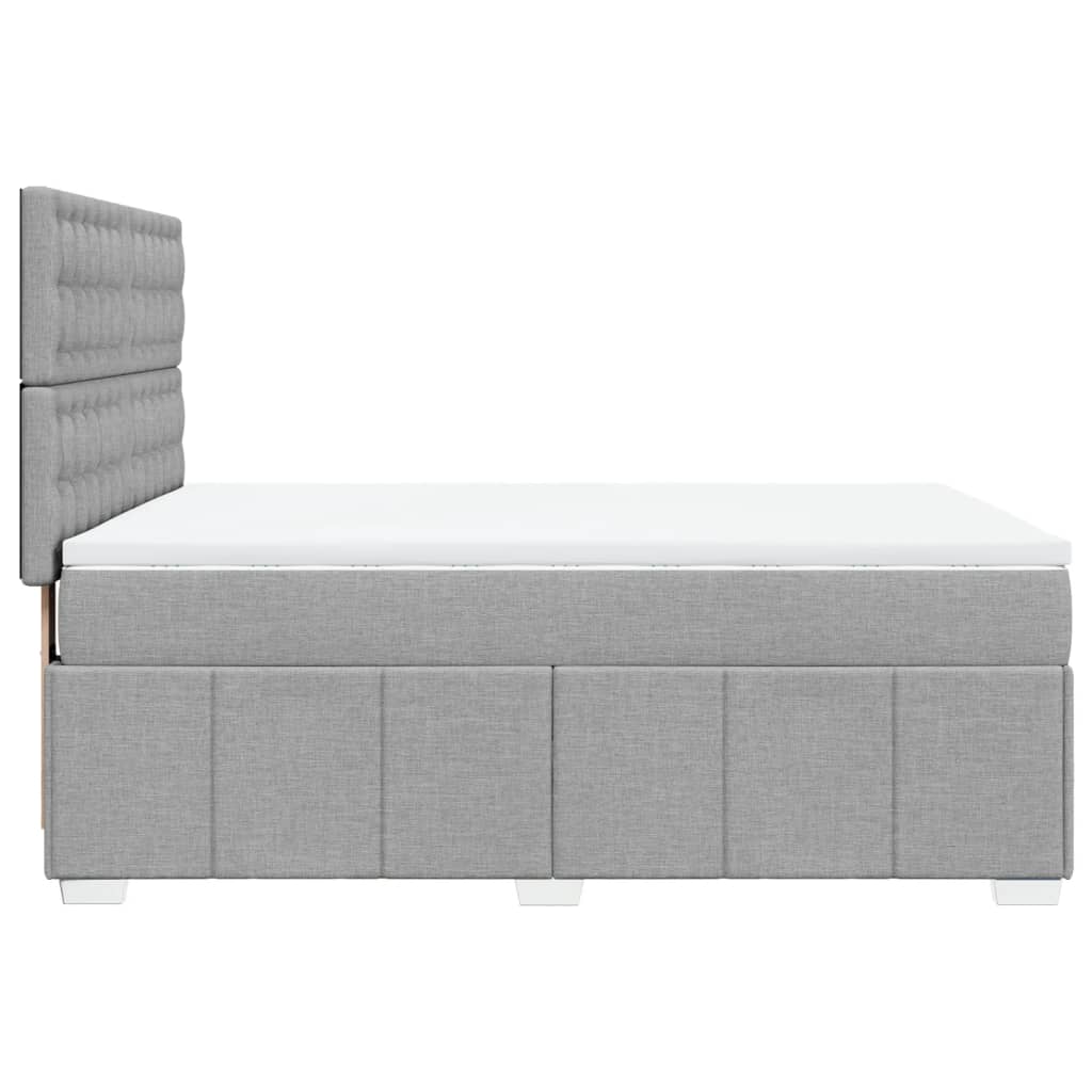 vidaXL Κρεβάτι Boxspring με Στρώμα Ανοιχτό Γκρι 140x190 εκ. Υφασμάτινο