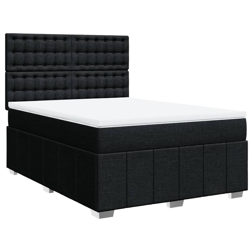 vidaXL Κρεβάτι Boxspring με Στρώμα Μαύρο 140x190 εκ. Υφασμάτινο