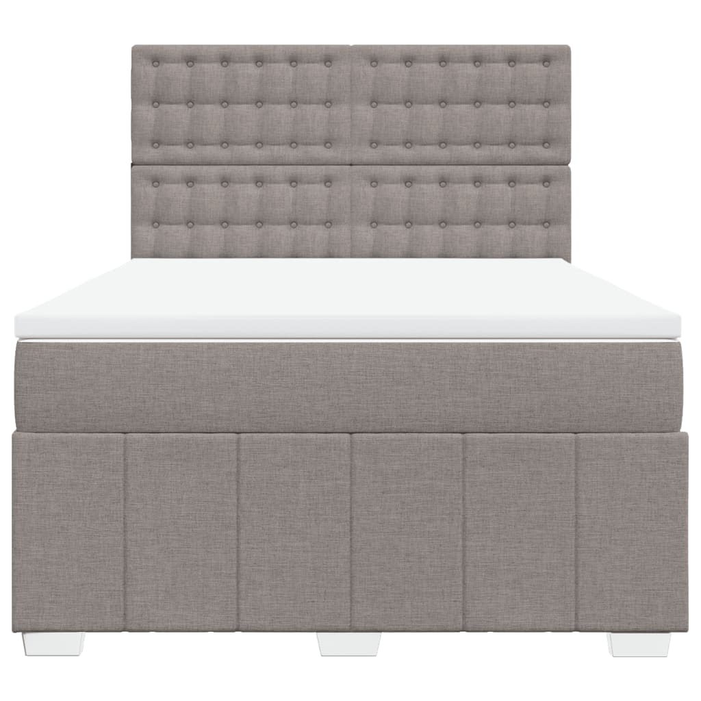 vidaXL Κρεβάτι Boxspring με Στρώμα Taupe 140x190 εκ. Υφασμάτινο