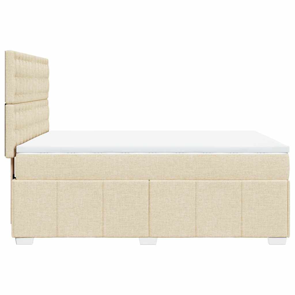 vidaXL Κρεβάτι Boxspring με Στρώμα Κρεμ 140x190 εκ. Υφασμάτινο