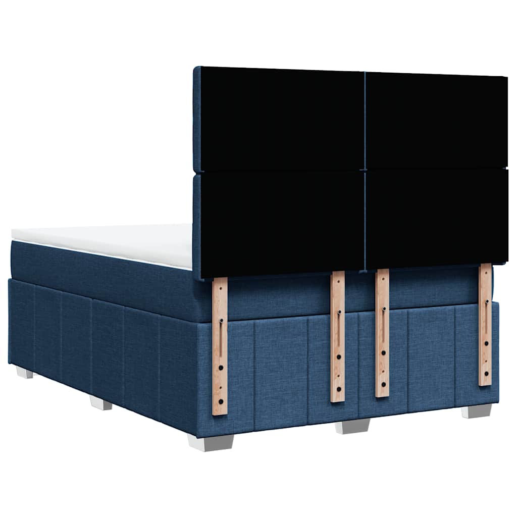 vidaXL Κρεβάτι Boxspring με Στρώμα Μπλε 140x190 εκ. Υφασμάτινο