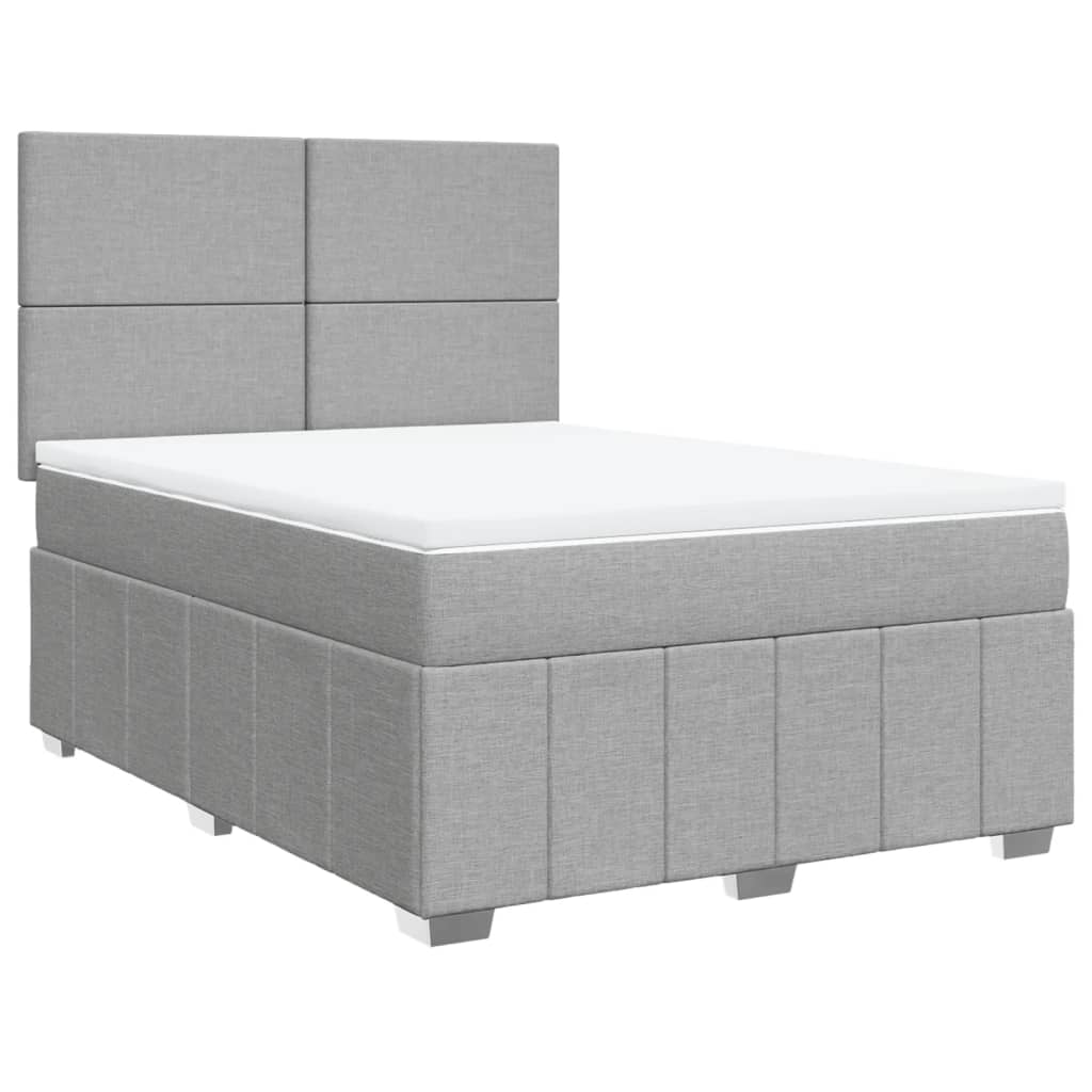 vidaXL Κρεβάτι Boxspring με Στρώμα Ανοιχτό Γκρι 140x200 εκ. Υφασμάτινο