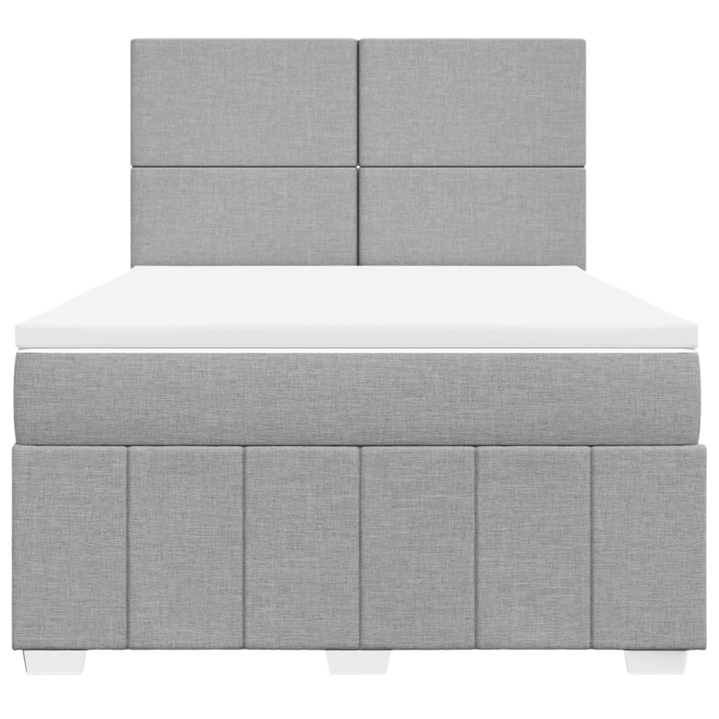 vidaXL Κρεβάτι Boxspring με Στρώμα Ανοιχτό Γκρι 140x200 εκ. Υφασμάτινο