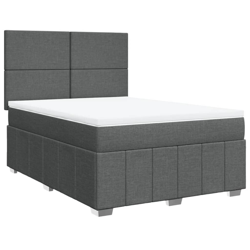 vidaXL Κρεβάτι Boxspring με Στρώμα Σκούρο Γκρι 140x200 εκ Υφασμάτινο
