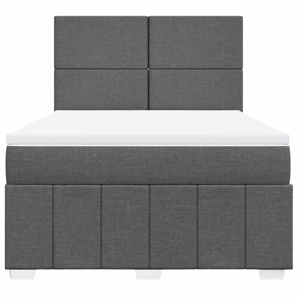 vidaXL Κρεβάτι Boxspring με Στρώμα Σκούρο Γκρι 140x200 εκ Υφασμάτινο