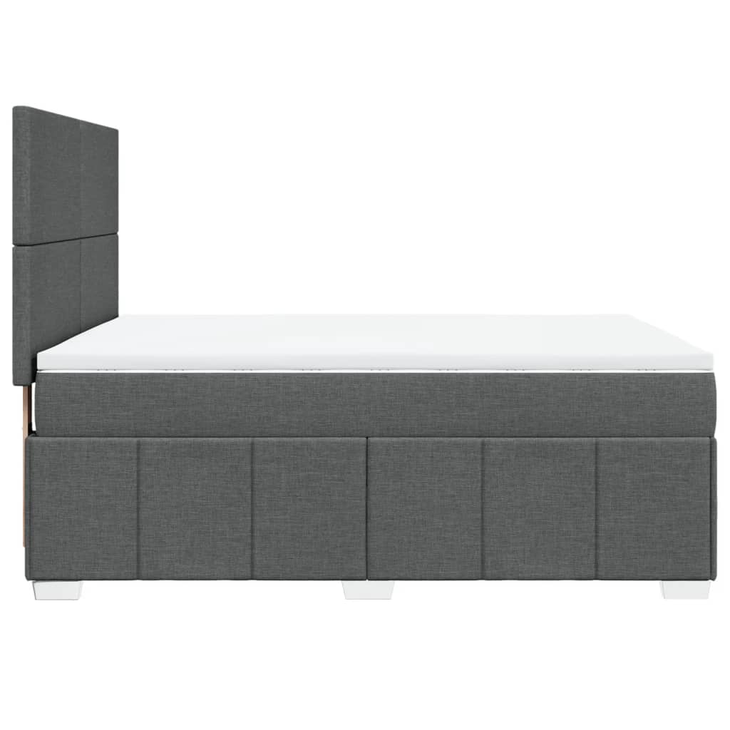 vidaXL Κρεβάτι Boxspring με Στρώμα Σκούρο Γκρι 140x200 εκ Υφασμάτινο