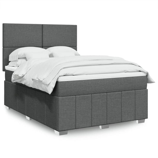 vidaXL Κρεβάτι Boxspring με Στρώμα Σκούρο Γκρι 140x200 εκ Υφασμάτινο