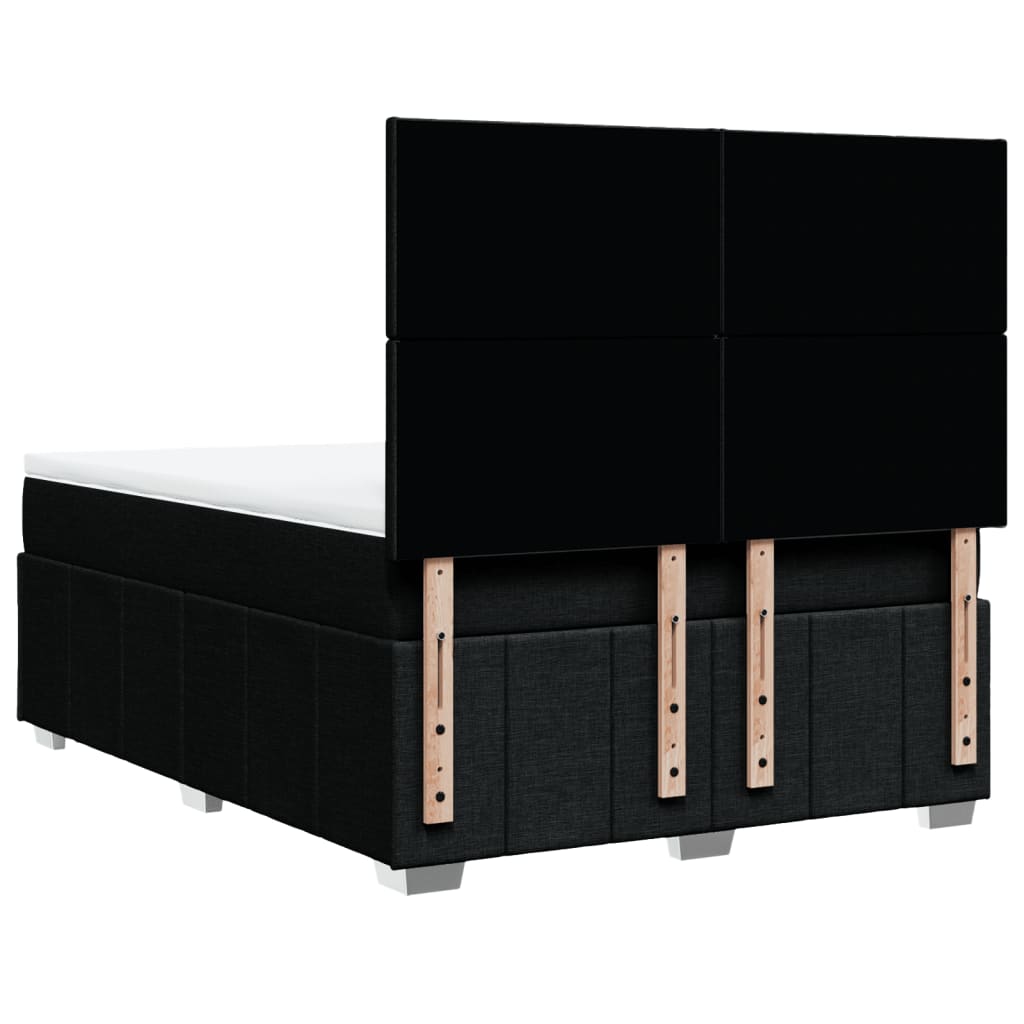 vidaXL Κρεβάτι Boxspring με Στρώμα Μαύρο 140x200 εκ. Υφασμάτινο
