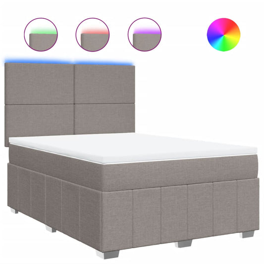 vidaXL Κρεβάτι Boxspring με Στρώμα Taupe 140x200 εκ. Υφασμάτινο