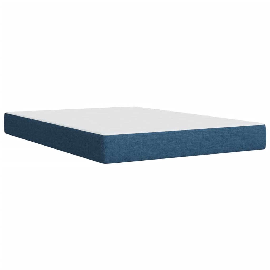 vidaXL Κρεβάτι Boxspring με Στρώμα Μπλε 140x200 εκ. Υφασμάτινο