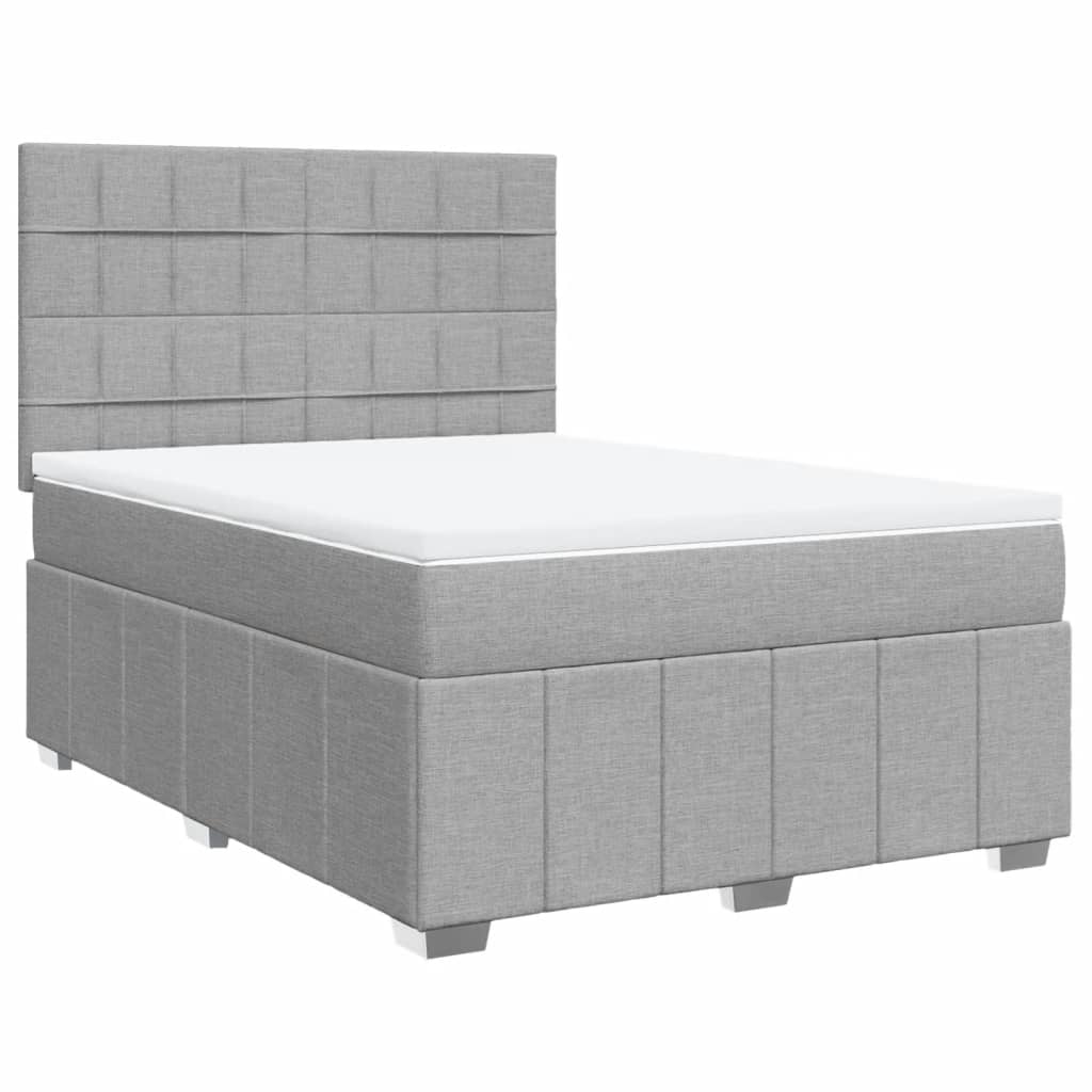 vidaXL Κρεβάτι Boxspring με Στρώμα Ανοιχτό Γκρι 140x200 εκ. Υφασμάτινο