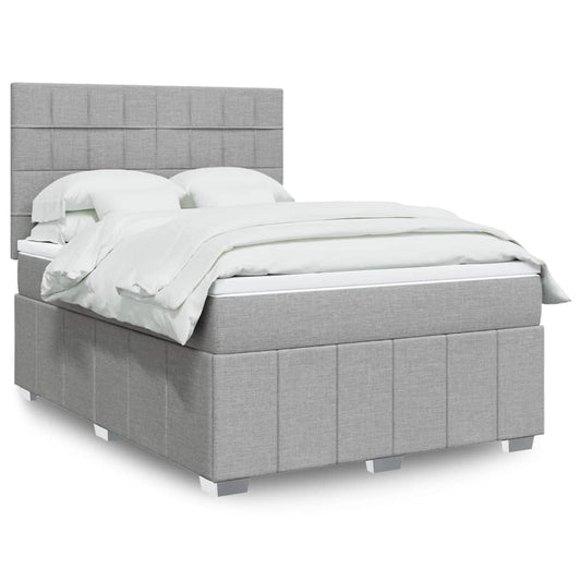 vidaXL Κρεβάτι Boxspring με Στρώμα Ανοιχτό Γκρι 140x200 εκ. Υφασμάτινο