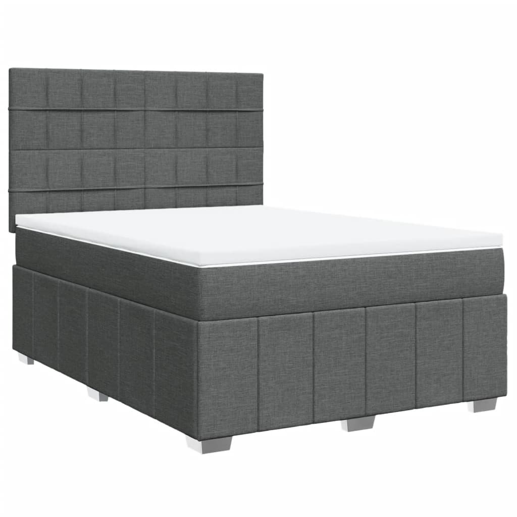 vidaXL Κρεβάτι Boxspring με Στρώμα Σκούρο Γκρι 140x200 εκ Υφασμάτινο