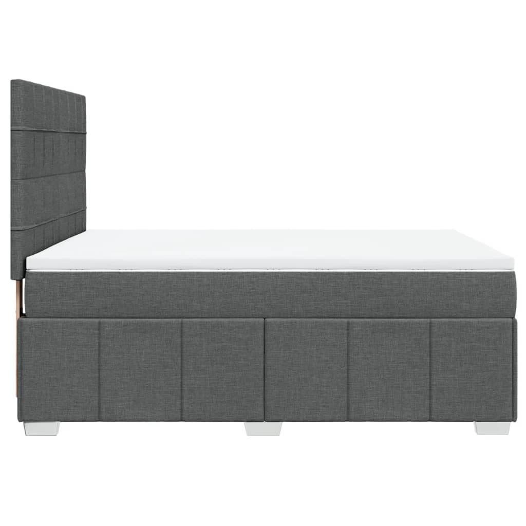 vidaXL Κρεβάτι Boxspring με Στρώμα Σκούρο Γκρι 140x200 εκ Υφασμάτινο
