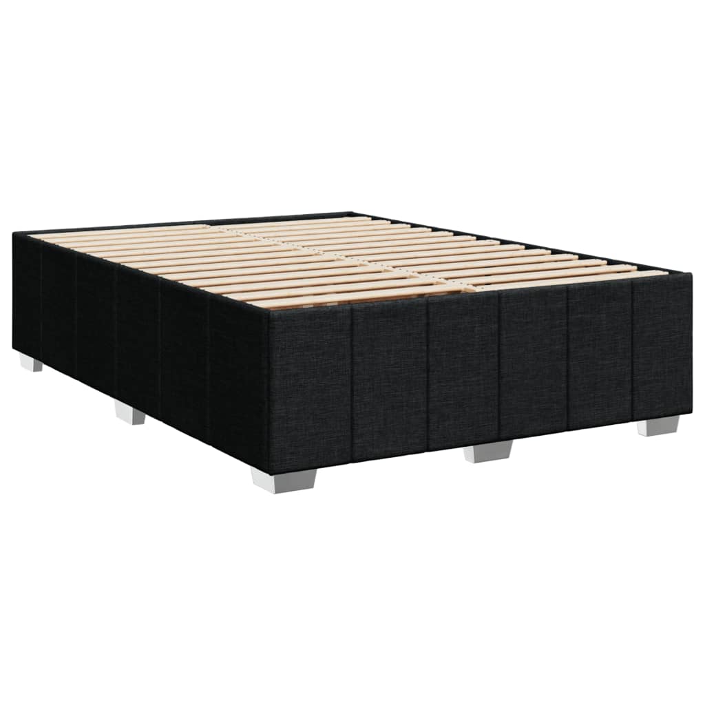 vidaXL Κρεβάτι Boxspring με Στρώμα Μαύρο 140x200 εκ. Υφασμάτινο