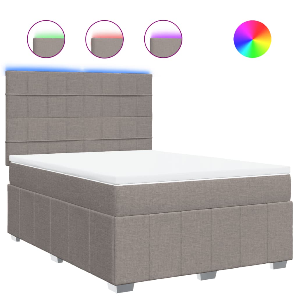 vidaXL Κρεβάτι Boxspring με Στρώμα Taupe 140x200 εκ. Υφασμάτινο