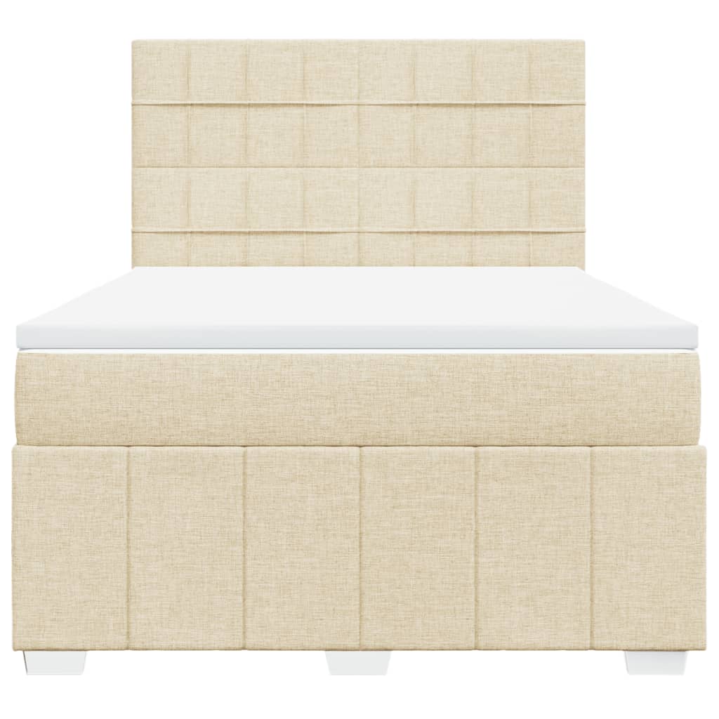 vidaXL Κρεβάτι Boxspring με Στρώμα Κρεμ 140x200 εκ. Υφασμάτινο