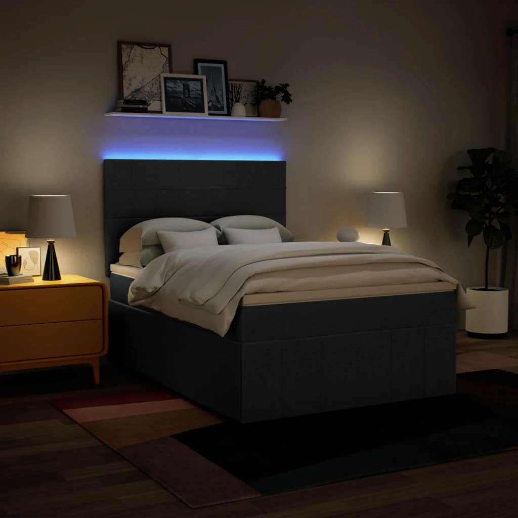 vidaXL Κρεβάτι Boxspring με Στρώμα Μπλε 140x200 εκ. Υφασμάτινο
