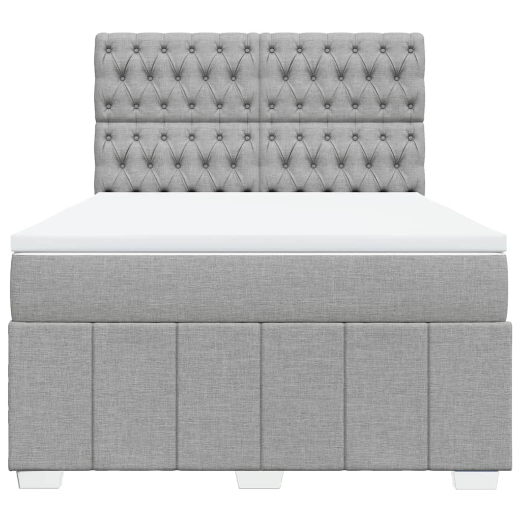 vidaXL Κρεβάτι Boxspring με Στρώμα Ανοιχτό Γκρι 140x200 εκ. Υφασμάτινο