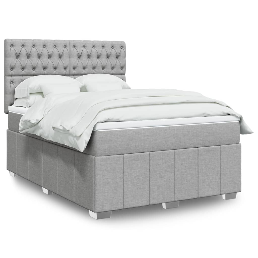 vidaXL Κρεβάτι Boxspring με Στρώμα Ανοιχτό Γκρι 140x200 εκ. Υφασμάτινο
