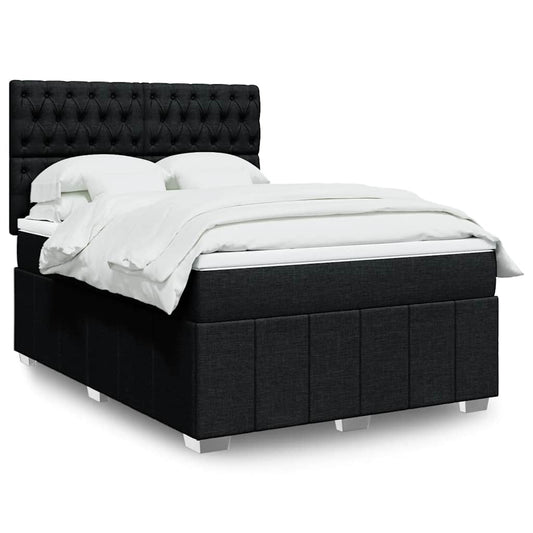 vidaXL Κρεβάτι Boxspring με Στρώμα Μαύρο 140x200 εκ. Υφασμάτινο