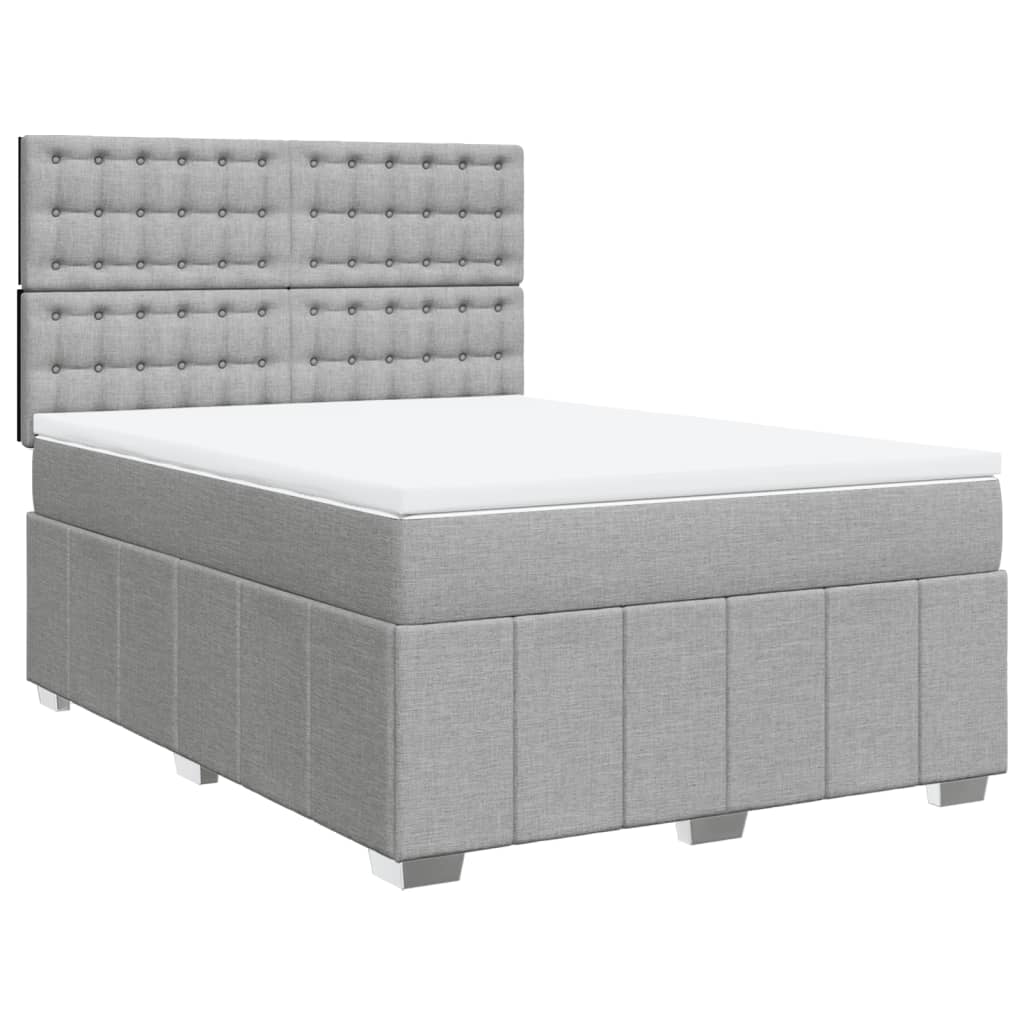 vidaXL Κρεβάτι Boxspring με Στρώμα Ανοιχτό Γκρι 140x200 εκ. Υφασμάτινο