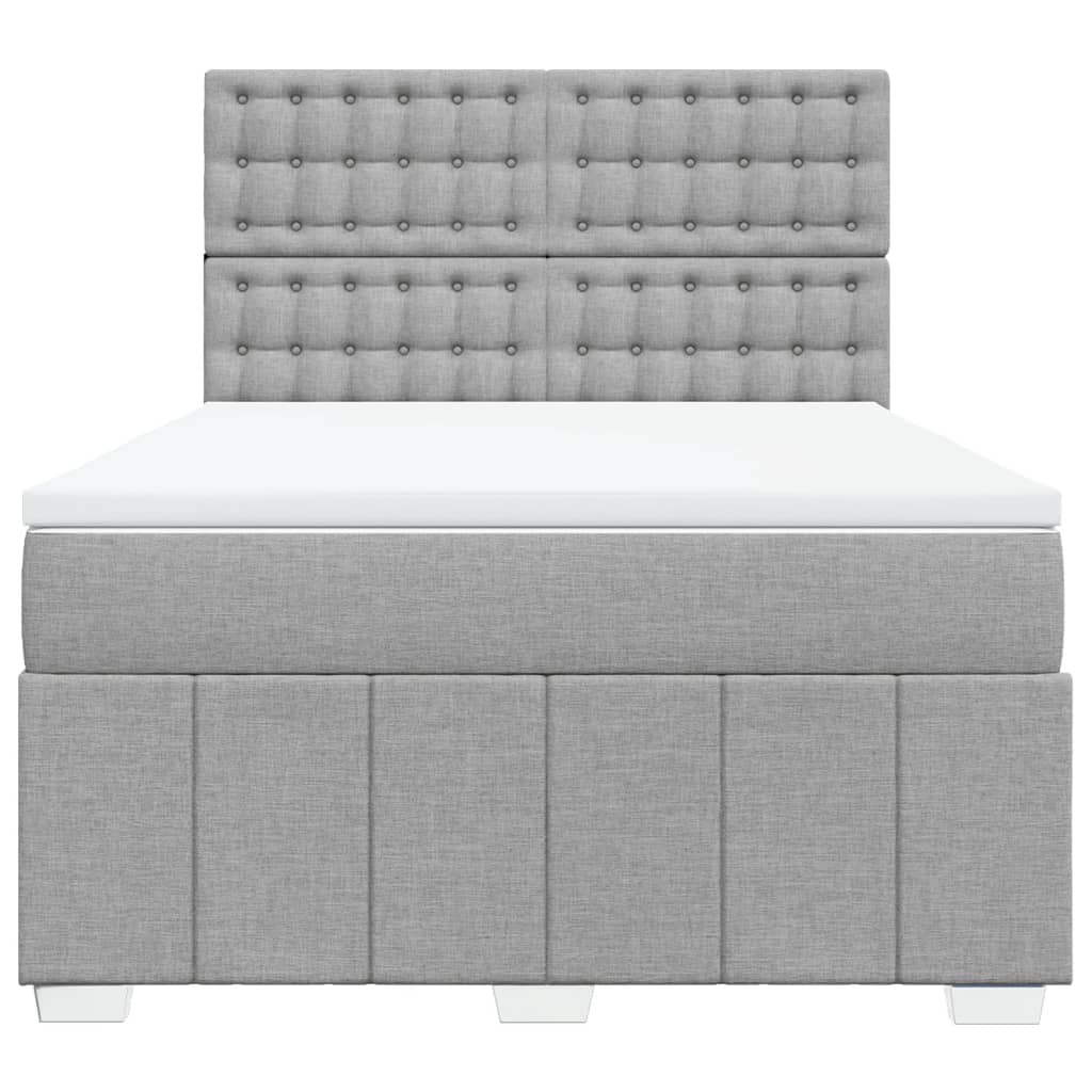 vidaXL Κρεβάτι Boxspring με Στρώμα Ανοιχτό Γκρι 140x200 εκ. Υφασμάτινο