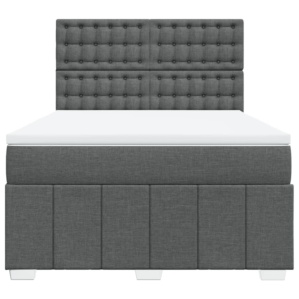 vidaXL Κρεβάτι Boxspring με Στρώμα Σκούρο Γκρι 140x200 εκ Υφασμάτινο