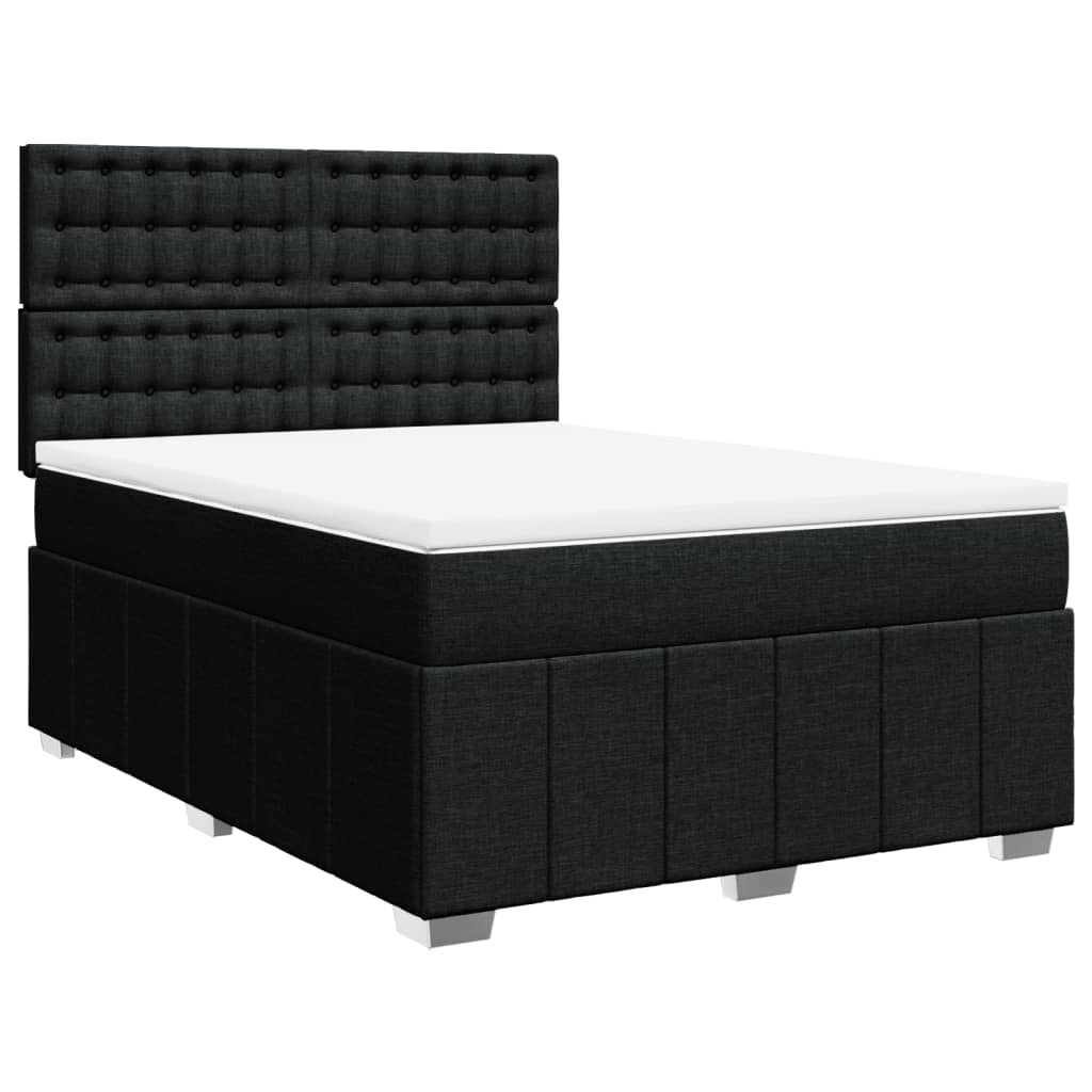 vidaXL Κρεβάτι Boxspring με Στρώμα Μαύρο 140x200 εκ. Υφασμάτινο