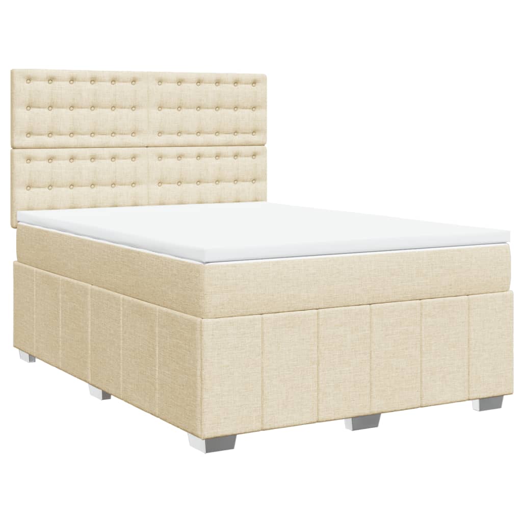 vidaXL Κρεβάτι Boxspring με Στρώμα Κρεμ 140x200 εκ. Υφασμάτινο
