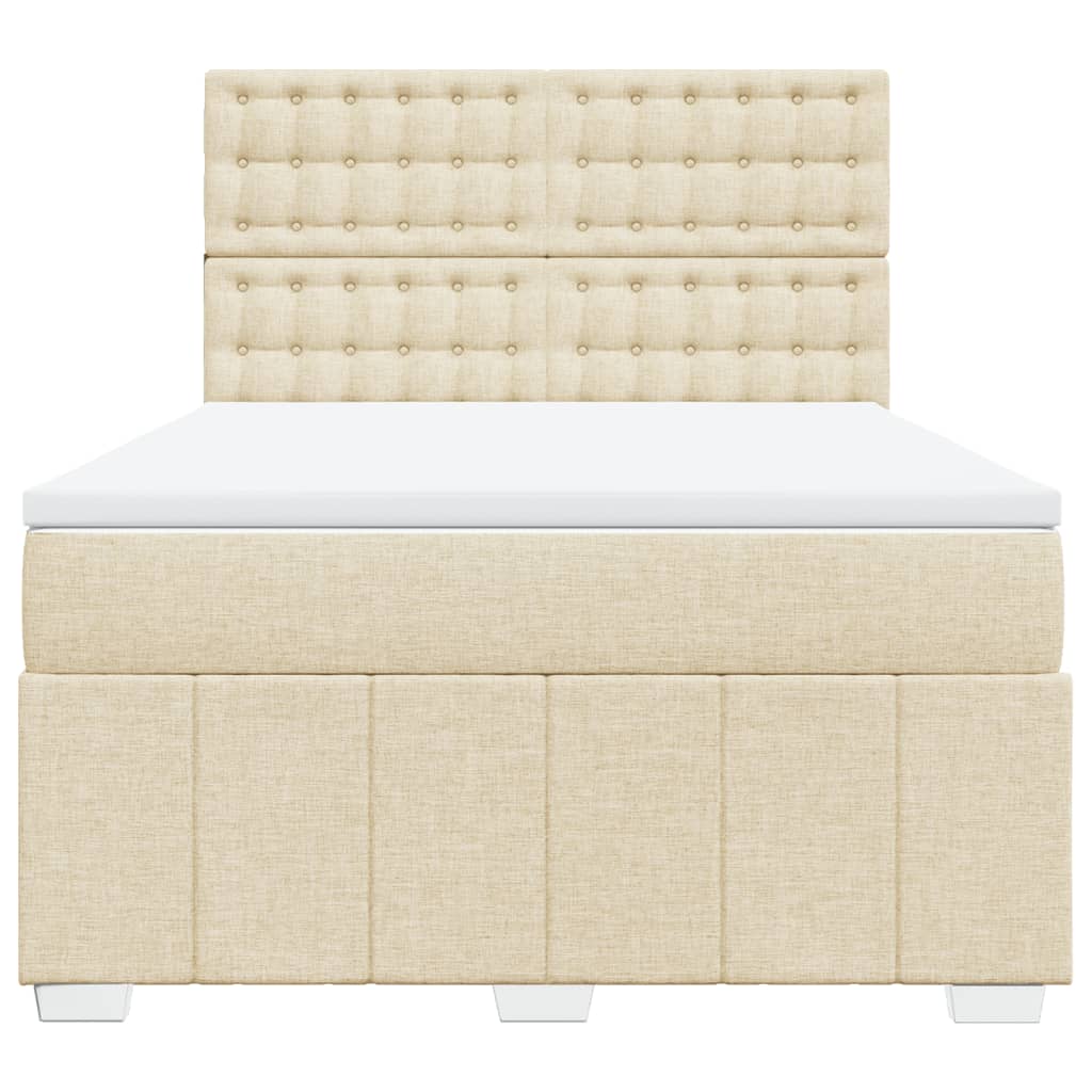 vidaXL Κρεβάτι Boxspring με Στρώμα Κρεμ 140x200 εκ. Υφασμάτινο