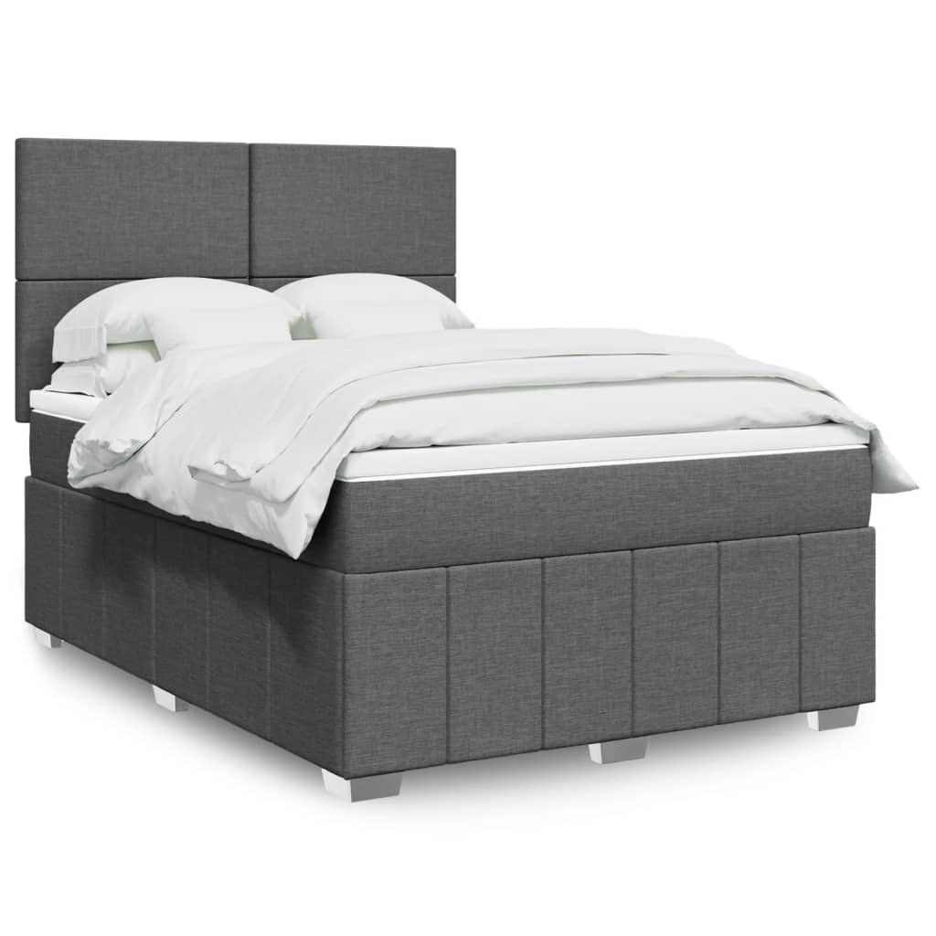 vidaXL Κρεβάτι Boxspring με Στρώμα Σκούρο Γκρι 160x200 εκ Υφασμάτινο