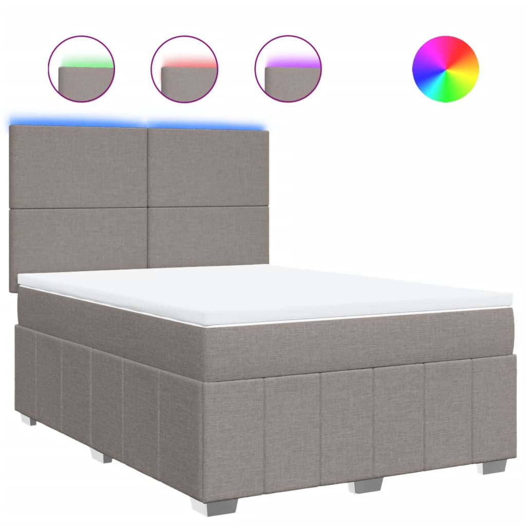vidaXL Κρεβάτι Boxspring με Στρώμα Taupe 160x200 εκ. Υφασμάτινο