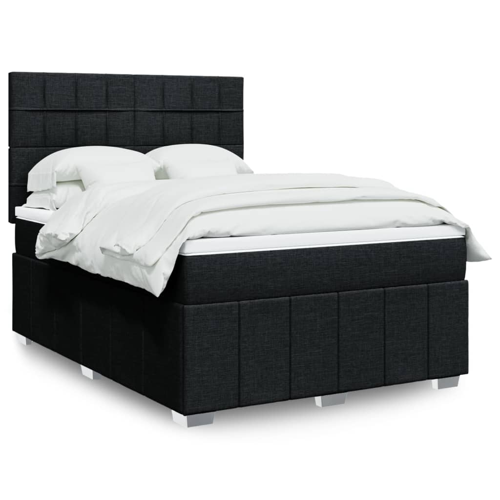 vidaXL Κρεβάτι Boxspring με Στρώμα Μαύρο 160x200 εκ. Υφασμάτινο