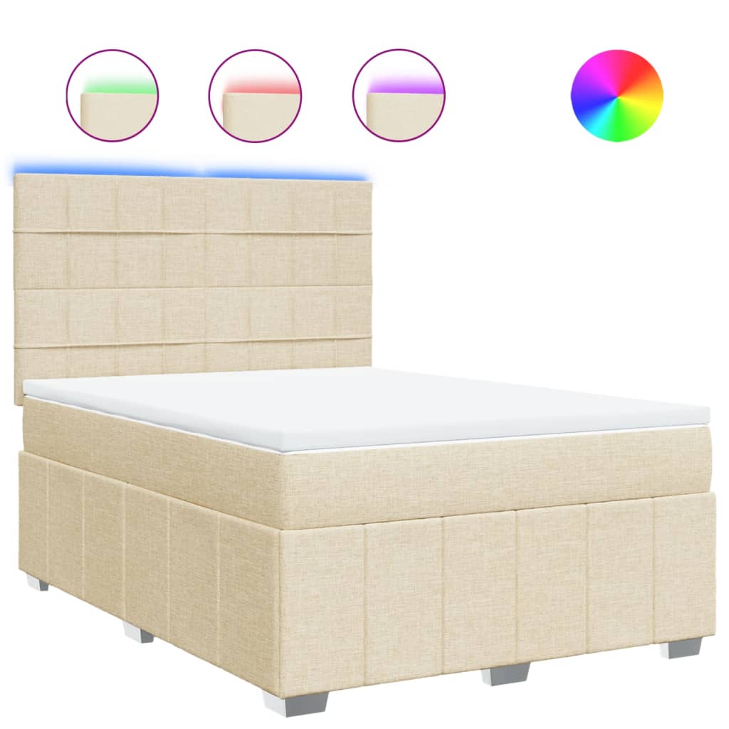 vidaXL Κρεβάτι Boxspring με Στρώμα Κρεμ 160x200 εκ. Υφασμάτινο