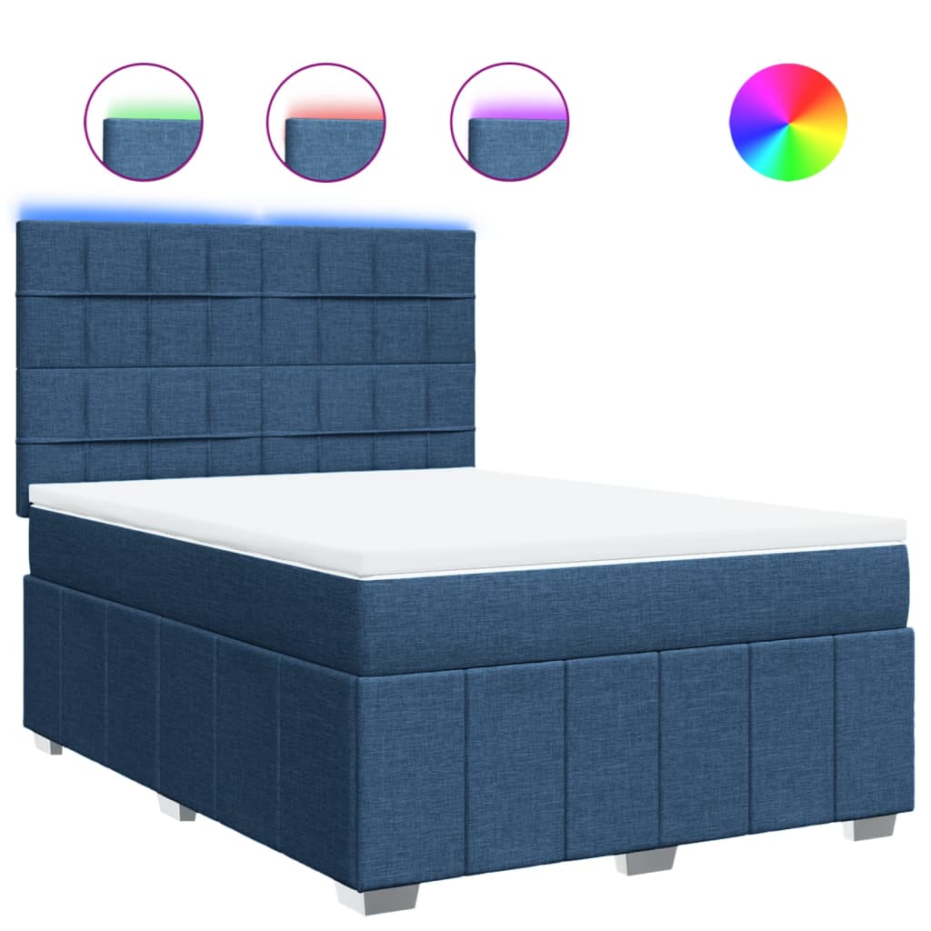 vidaXL Κρεβάτι Boxspring με Στρώμα Μπλε 160x200 εκ. Υφασμάτινο