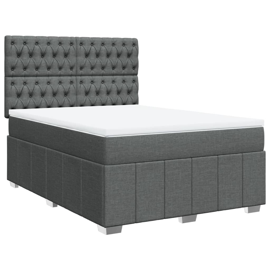 vidaXL Κρεβάτι Boxspring με Στρώμα Σκούρο Γκρι 160x200 εκ Υφασμάτινο