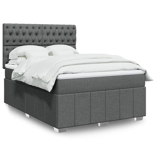 vidaXL Κρεβάτι Boxspring με Στρώμα Σκούρο Γκρι 160x200 εκ Υφασμάτινο