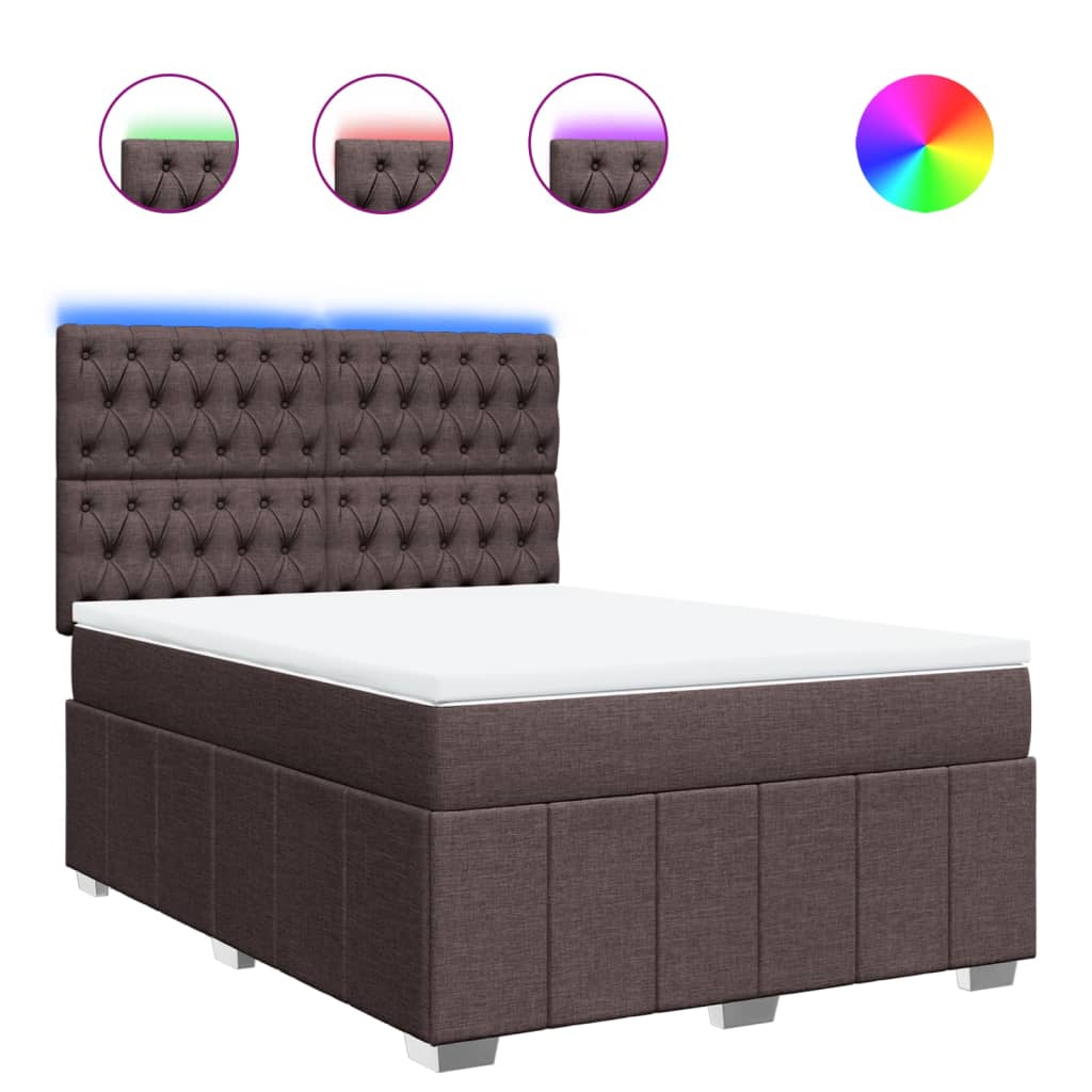 vidaXL Κρεβάτι Boxspring με Στρώμα Σκούρο Καφέ 160x200 εκ Υφασμάτινο