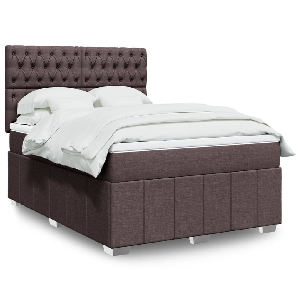 vidaXL Κρεβάτι Boxspring με Στρώμα Σκούρο Καφέ 160x200 εκ Υφασμάτινο