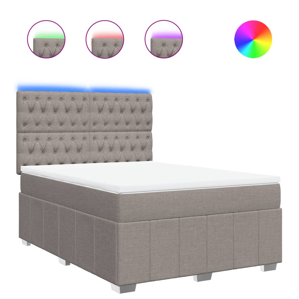 vidaXL Κρεβάτι Boxspring με Στρώμα Taupe 160x200 εκ. Υφασμάτινο