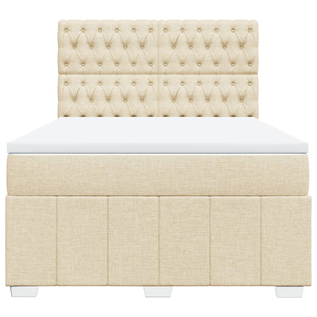 vidaXL Κρεβάτι Boxspring με Στρώμα Κρεμ 160x200 εκ. Υφασμάτινο
