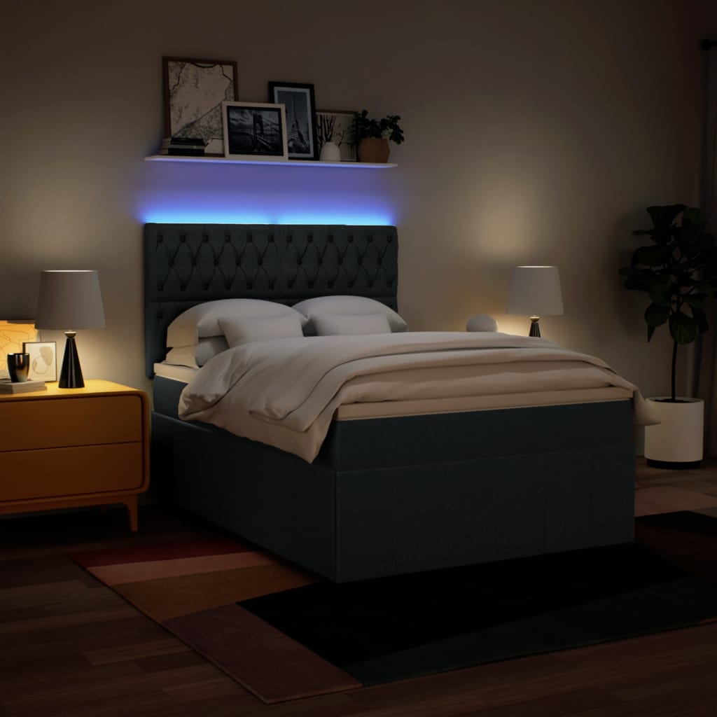 vidaXL Κρεβάτι Boxspring με Στρώμα Μπλε 160x200 εκ. Υφασμάτινο