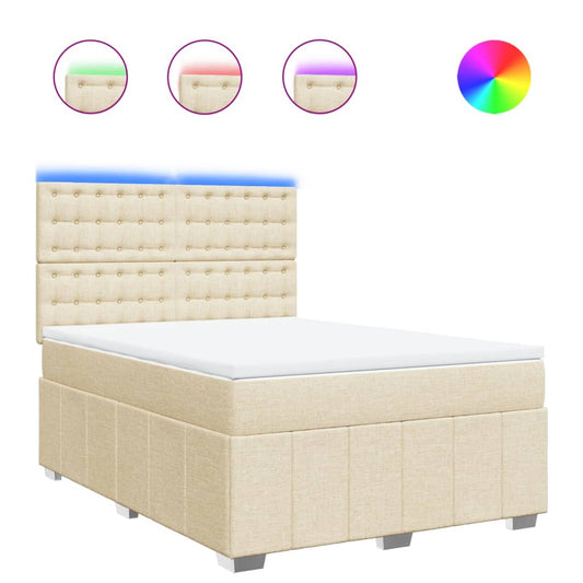 vidaXL Κρεβάτι Boxspring με Στρώμα Κρεμ 160x200 εκ. Υφασμάτινο
